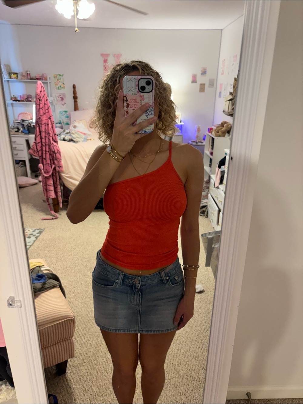Red one strap athletic tank top